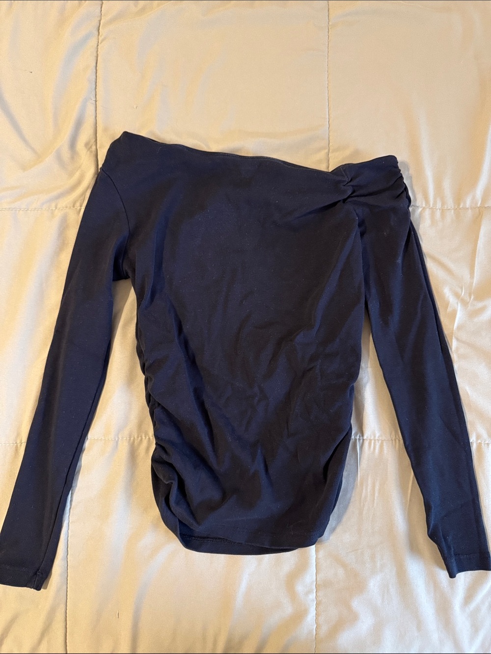 Zara Black Off-Shoulder Long Sleeve Top